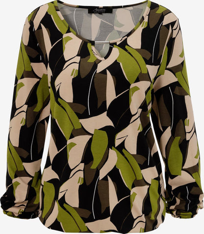 Aniston | Dames | Jersey top | Bladmotief | Meerkleurig | Metalen detail