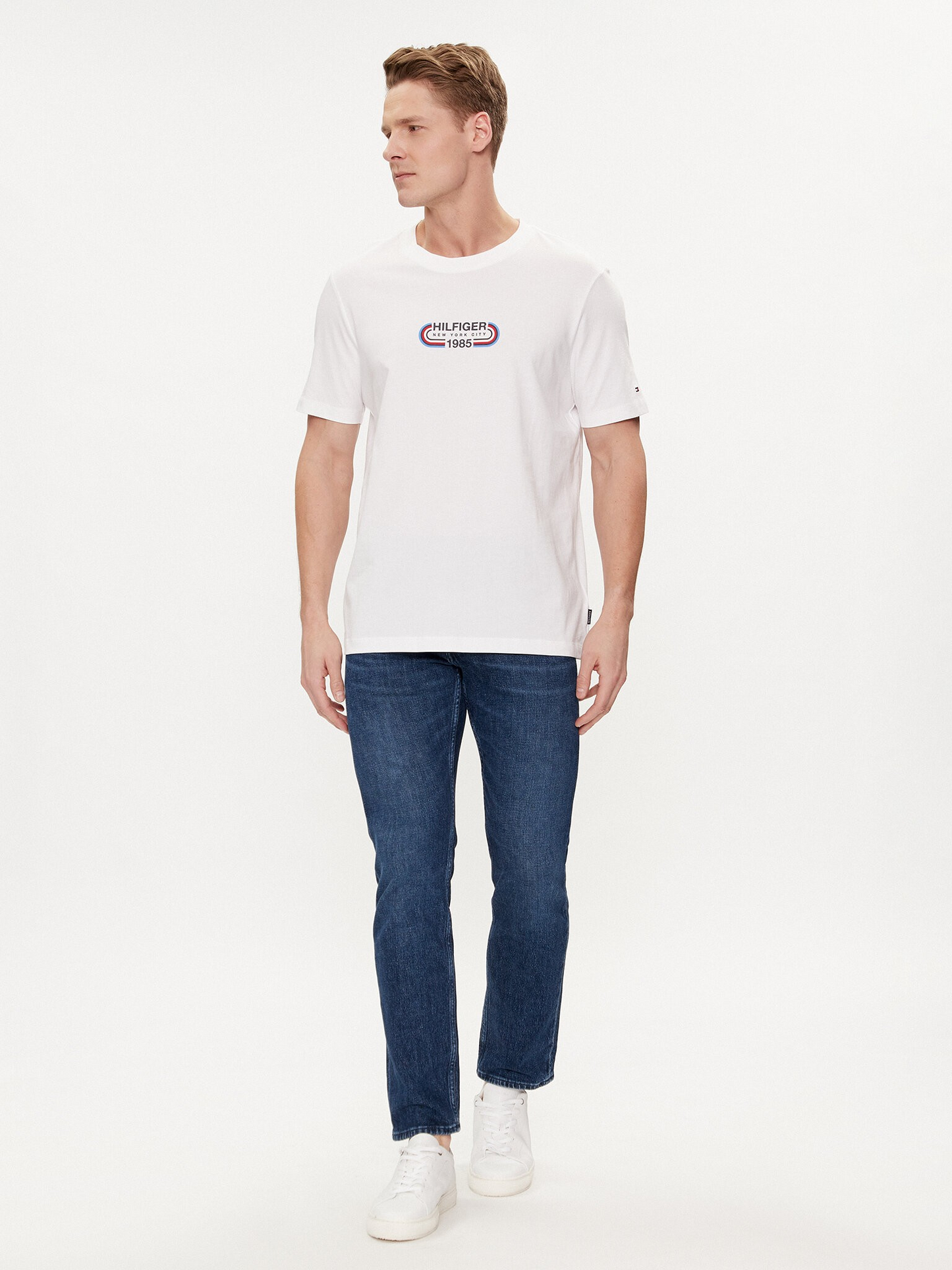 Tommy Hilfiger | Heren | Track logo Crew neck Tee | Wit