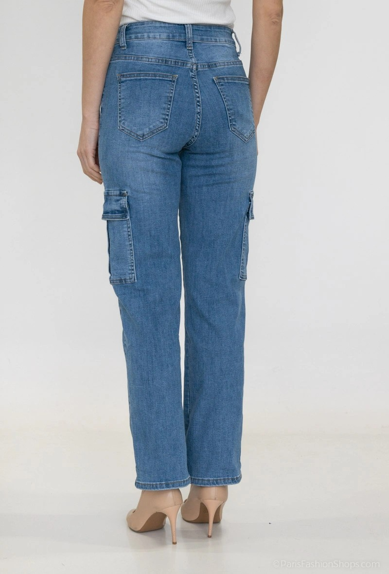 Realty | Dames | Cargo Denim straight fit | Blue washed