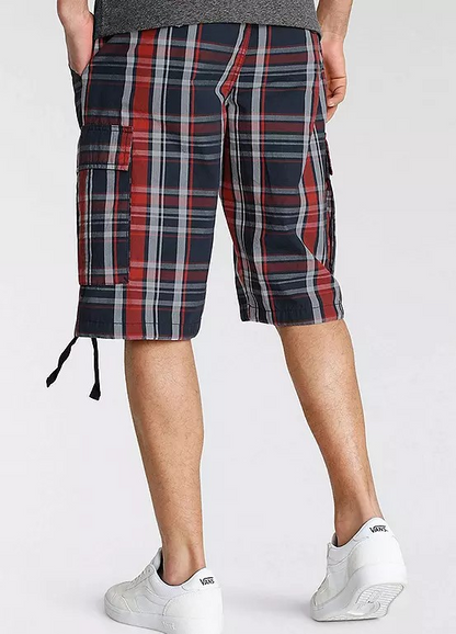 AJC | Heren | Bermuda | Cargo | Ruit  | Heren |Zwart grijs rood