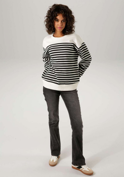 Aniston | Dames | Bootcut FLared Jeans | Black washed | Knoopsluiting