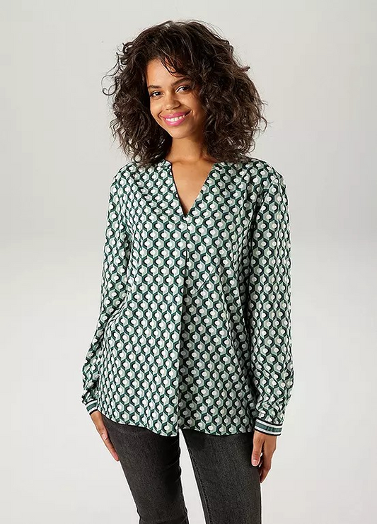 Aniston | Dames |  Blouse | Graphic print | Groen