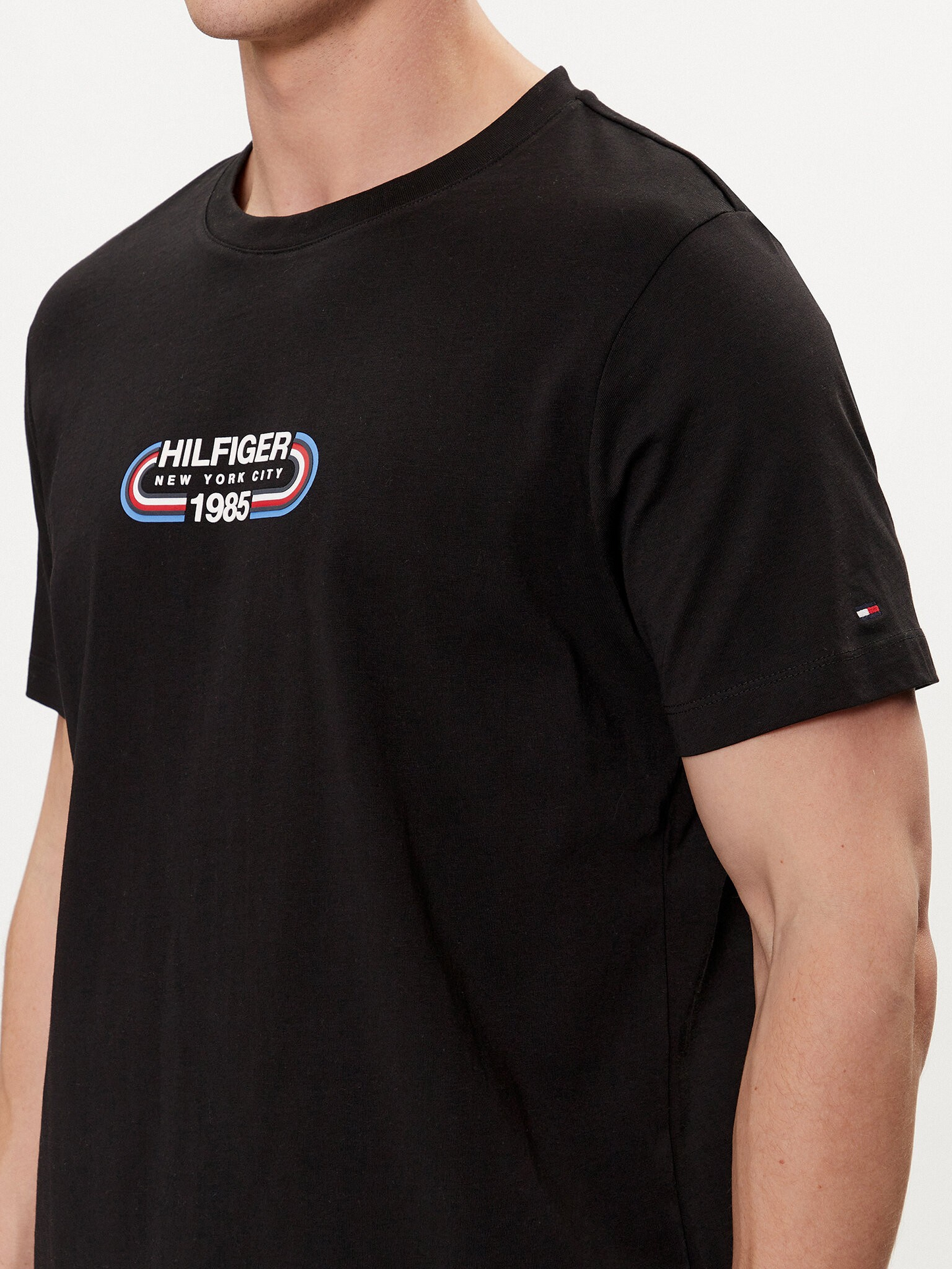 Tommy Hilfiger | Heren | Track logo Crew neck Tee | Black / Zwart