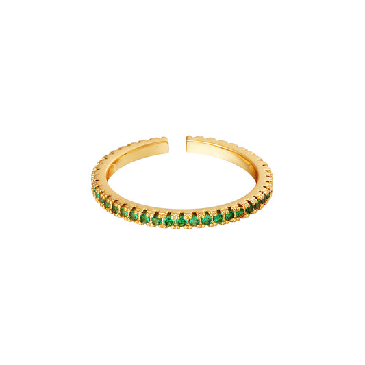 Yehwang | Ring | Groene steentjes | Goud kleur
