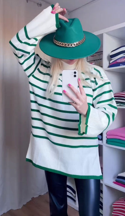 Max Mara | Dames | Trui Streep  | Groen- crème
