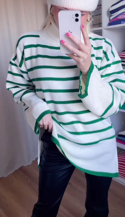 Max Mara | Dames | Trui Streep  | Groen- crème